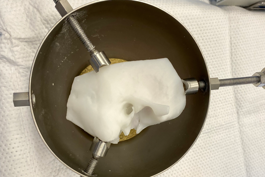Biomimetic materials make 3D printed simulators like this temporal bone more realistic.